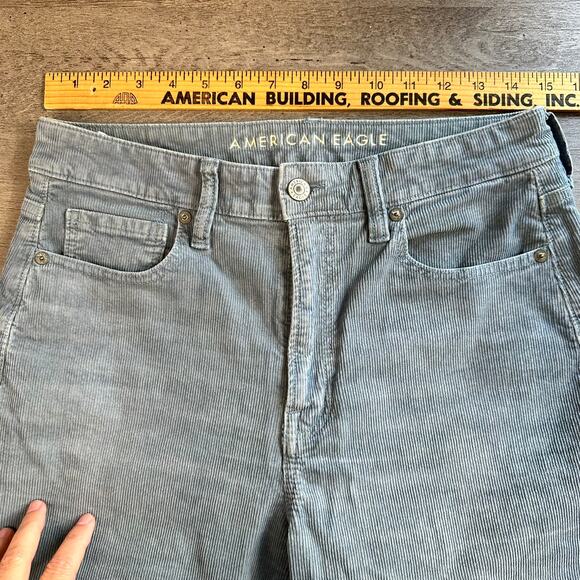 American Eagle Mom Straight Jeans Corduroy Pants Light Blue 8 Short - Picture 10 of 14